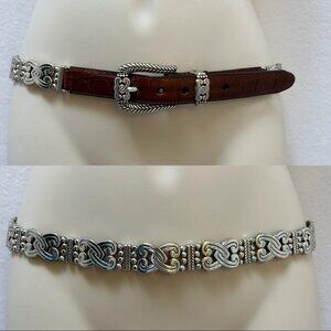 Brighton Belt M 30 Brown Leather Silver Links Southwest Western